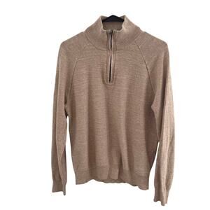 J.Crew Sweater Mens Size Medium Beige 1/4 Zip Preppy Outdoor Pullover Textured